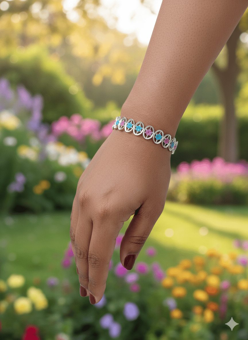Buy Silverji Modern Sparkling Petals Bangel( One Piece )